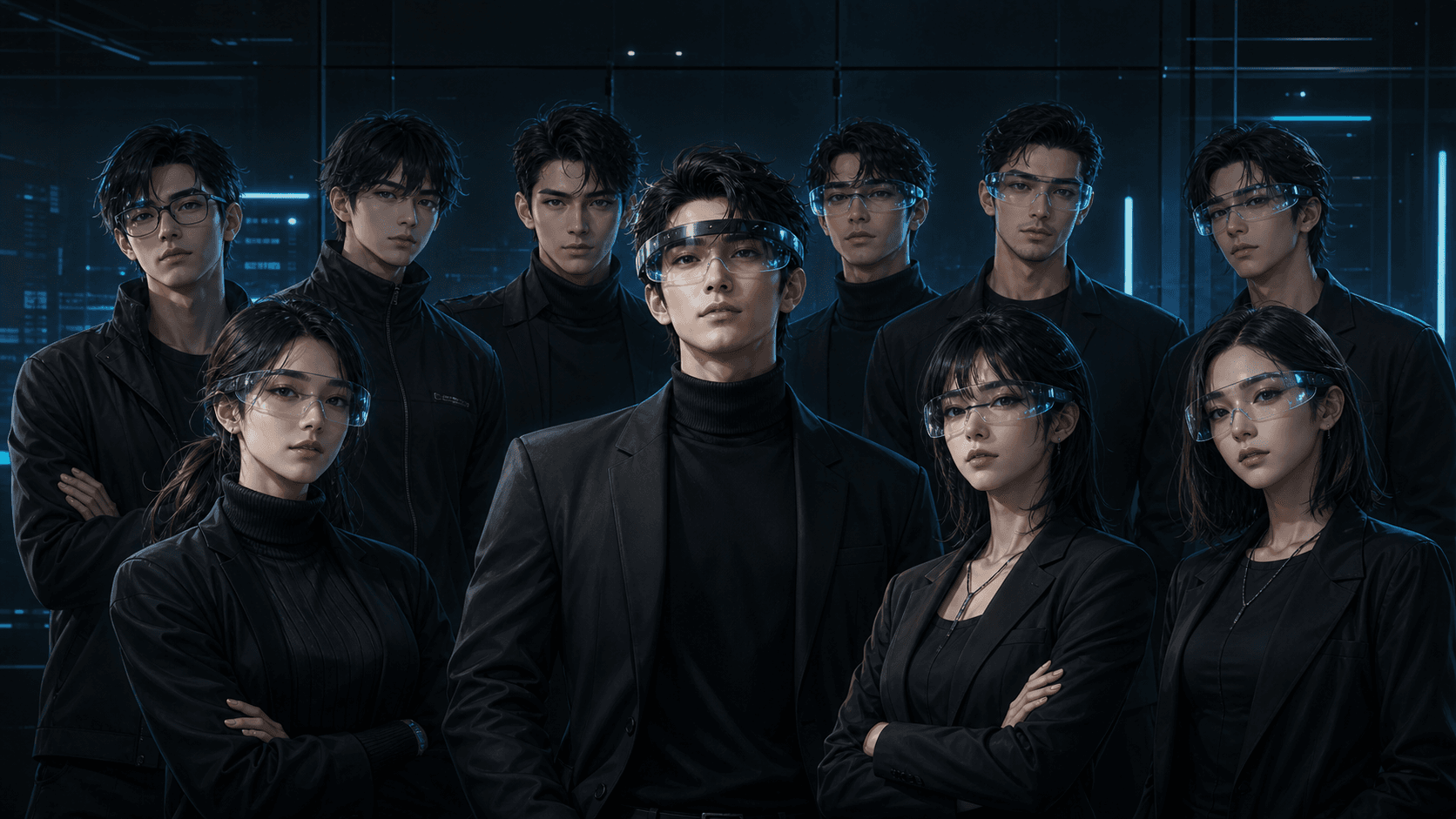 Anime-inspired Currenco team portrait
